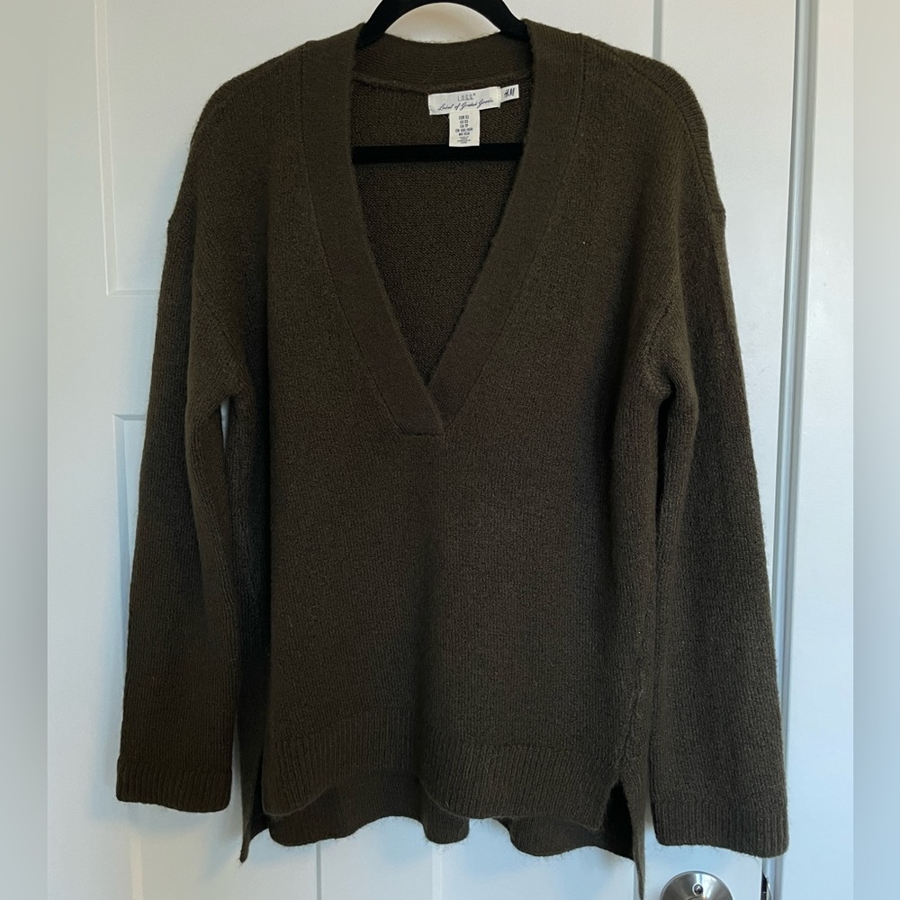 Olive green v neck sweater